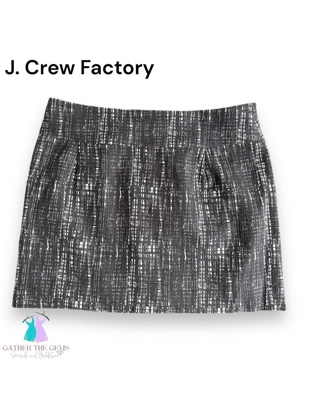 J. Crew Factory Gray Tweed Back Zip Mini Skirt